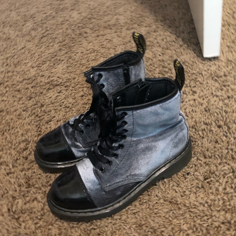 Women’s gray velvet doc martens